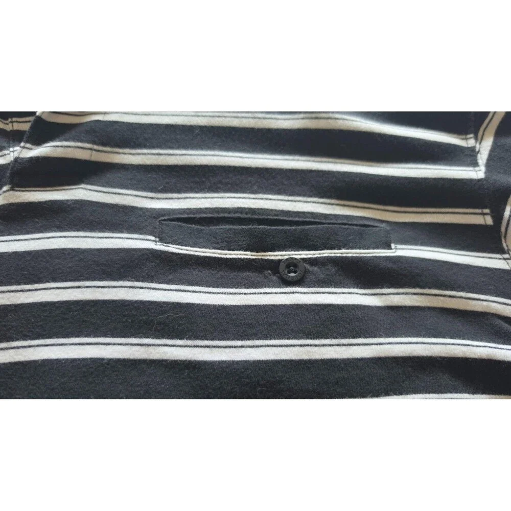 Banks Journal Men's L Organic Cotton Striped Long Sleeve Polo Surf Skate Shirt